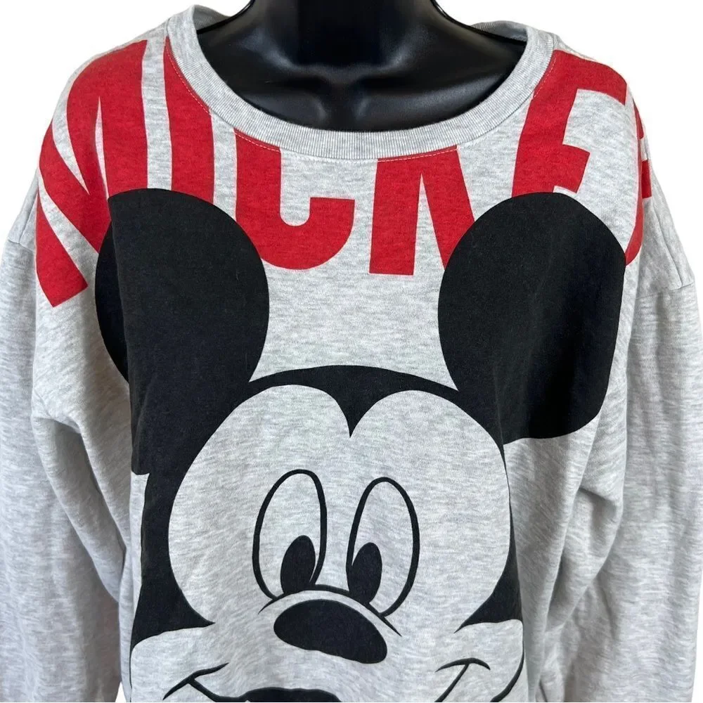 Disney Mickey Mouse Heather Gray Crew Neck Sweatshirt